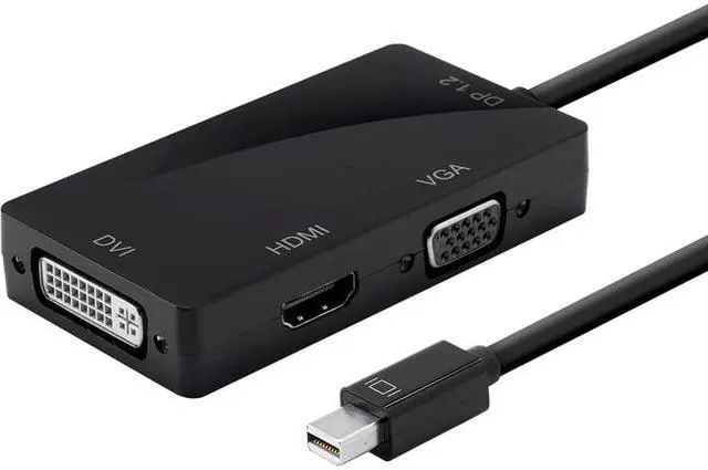 Alt view image 7 of 12 - Monoprice Mini DisplayPort 1.2a / Thunderbolt to 4K HDMI, DVI, and VGA Passive Adapter, Black (112799)
