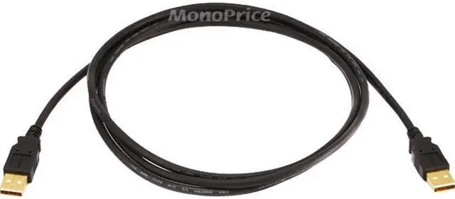 Alt view image 3 of 8 - Monoprice USB 2.0 Cable - 6 Feet - Black | USB Type-A Male to USB Type-A Male, 28/24AWG, Gold Plated for Data Transfer Hard Drive Enclosures, Printers, Modems, Cameras and More!