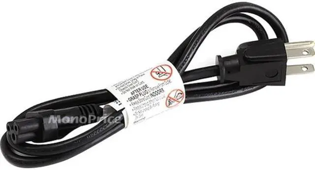 Alt view image 13 of 16 - Monoprice Power Cord - 3 Feet - Black | NEMA 5-15P to IEC 60320 C5, 18AWG, 10A/1250W, 3-Prong
