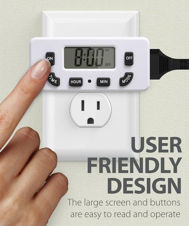 4xDigital Clock Timer Single Outlet Plug In Switch Electric 24Hour Programmable