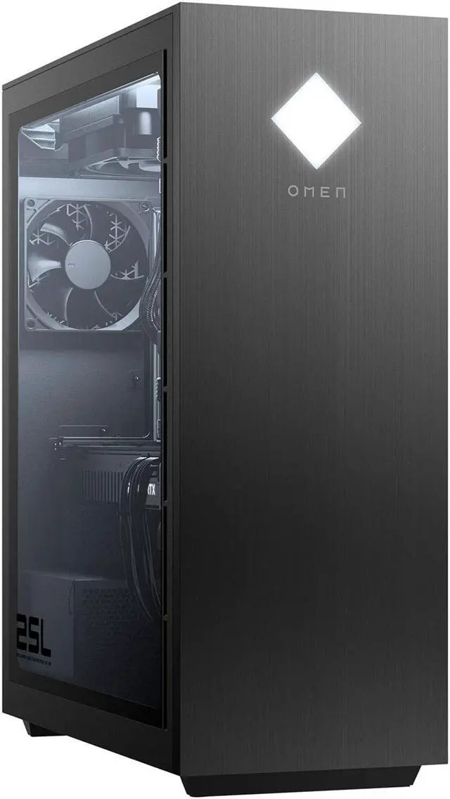 Main image of HP Omen 25L GT12 AMD Desktop | Ryzen 7 - 3700X - 512GB SSD Hard Drive - 16GB RAM - Nvidia GeForce GTX 1660 | 8 cores @ 4.4 GHz - 6GB GDDR5 Win 11 Home Black