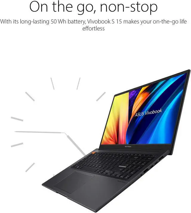 Alt view image 5 of 5 - Asus VivoBook S15 S3502 Laptop (2022) | 15.6" 1920x1080 FHD | Ryzen 5 - 5600H - 512GB SSD Hard Drive - 8GB RAM | 6 cores @ 4.2 GHz Win 11 Home Black