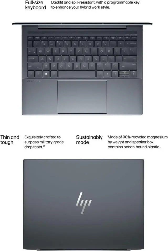 Alt view image 2 of 5 - HP Dragonfly Pro Laptop (2023) | 14" 1920x1200 FHD+ | Core i5 - 1235U - 512GB SSD Hard Drive - 12GB RAM | 10 cores @ 4.4 GHz Win 11 Pro Black