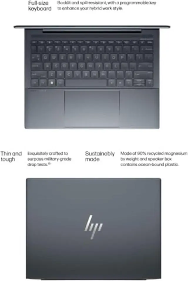 Alt view image 3 of 5 - HP Dragonfly Pro Laptop (2023) | 14" 1920x1200 FHD+ | Core i5 - 1235U - 512GB SSD Hard Drive - 12GB RAM | 10 cores @ 4.4 GHz Win 11 Pro Black