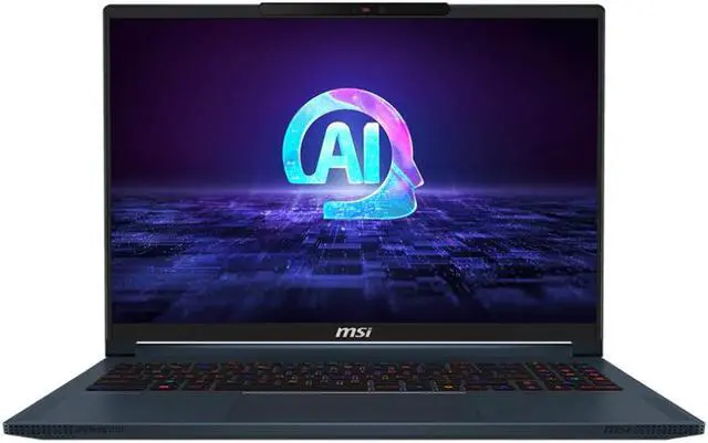 Main image of MSI Stealth 16 AI Studio A1V Laptop (2024) | 16" 2560x1600 QHD+ | Core Ultra 9 - 185H - 1TB SSD Hard Drive - 64GB RAM - Nvidia GeForce RTX 4070 | 16 cores @ 5.1 GHz - 8GB GDDR6X Win 11 Pro Black