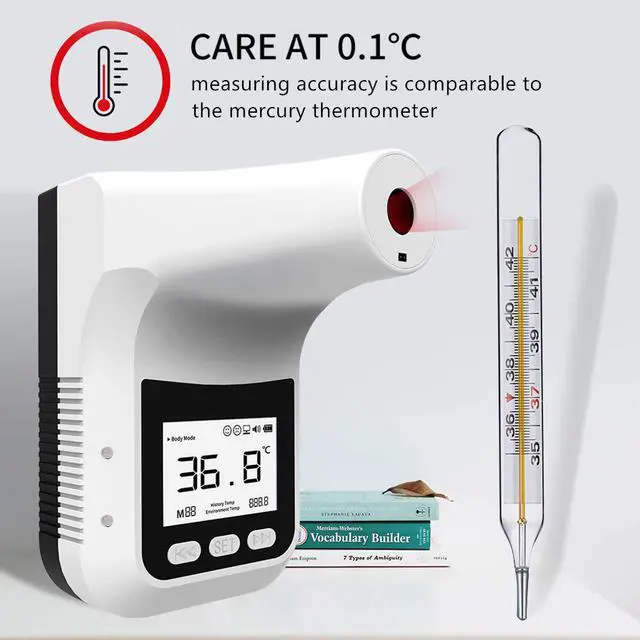 Alt view image 3 of 6 - K3 Pro Infrared Thermometer for Adults Non Contact Wall-Mounted Digital Forehead Thermometer with LCD Screen for Office Home Supermarket School Community