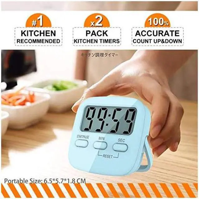 Alt view image 3 of 7 - Kitchen Timer for Cooking, Digital Timer for Kids, Egg Timer, Magnetic Stopwatch Clock Timer for Classroom, Teacher, Study, Exercise, Oven, Baking, Desk - AAA Battery Included - 2 Pack