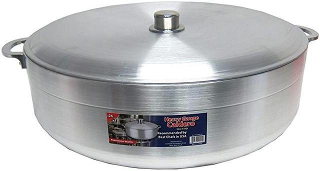 Heave Duty Aluminum Calderon / Pot with Aluminum Lid Cover, Silver (28.5  QT) 