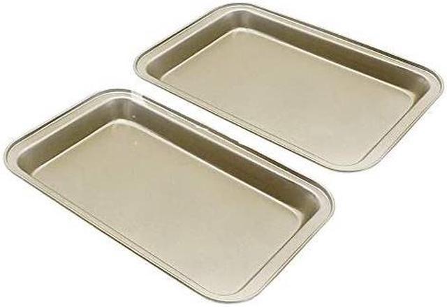 Small Baking Sheet 2 Pack, Walooza 8 inch Carbon Steel Half Toaster Oven Pan Tray Replacement, Heavy-Gauge Steel, Set of 2