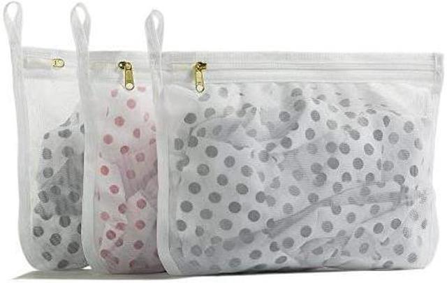 Delicates Laundry Bags, Bra Fine Mesh Wash Bag for Underwear, Lingerie, Bra,  Pantyhose, Socks, Use YKK Zipper, Have Hanger Loops, Small Openings (White,  3 Small) 