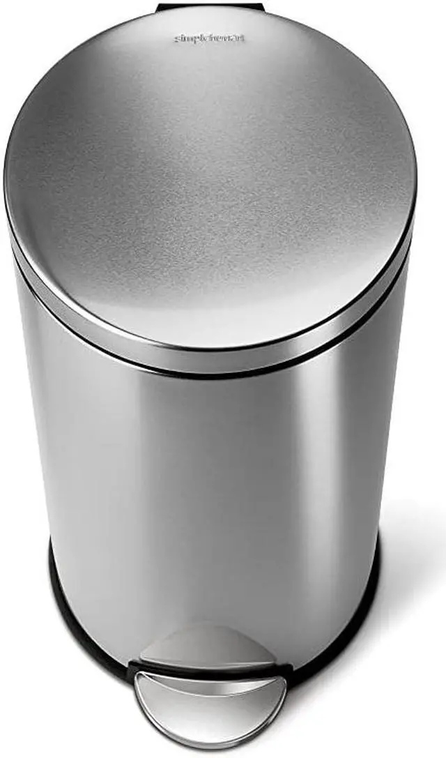 Alt view image 2 of 4 - 30 Liter / 8 Gallon Round Step Trash Can, Brushed Stainless Steel