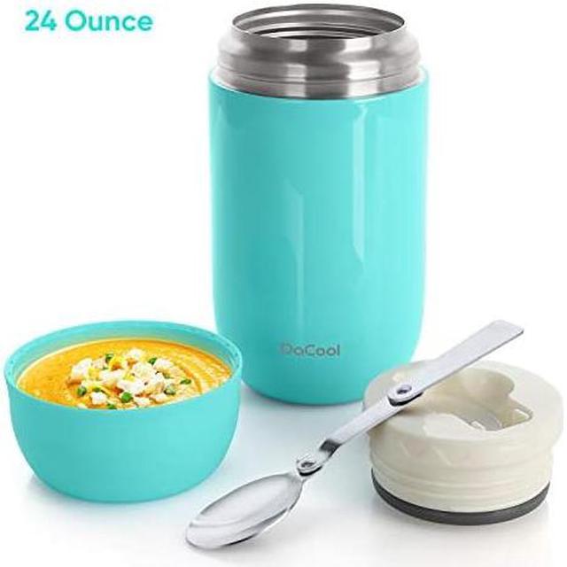 Insulated Lunch Container Hot Food Jar 24 oz Stainless Steel Vacuum Bento  Lunch Box for Adult with Spoon Leak Proof Hot Food Insulated Container for  Office Picnic Travel Outdoors, Cyan Blue 