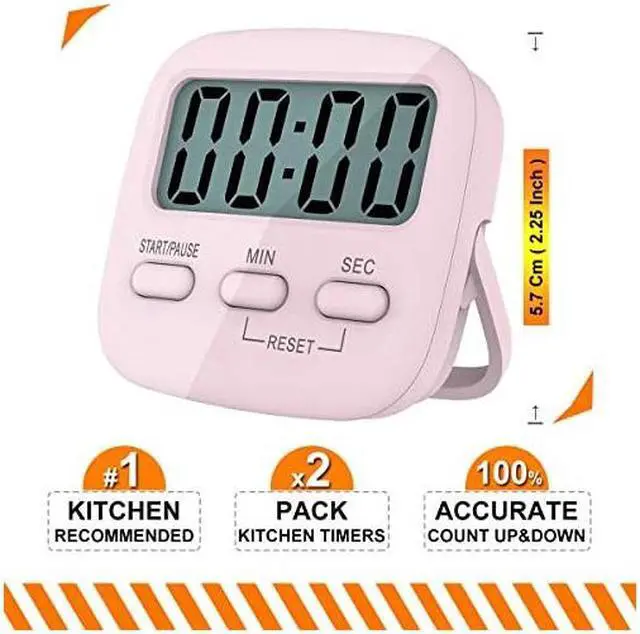 Alt view image 4 of 7 - Kitchen Timer for Cooking, Digital Timer for Kids, Egg Timer, Magnetic Stopwatch Clock Timer for Classroom, Teacher, Study, Exercise, Oven, Baking, Desk - AAA Battery Included - 2 Pack