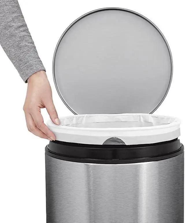Alt view image 4 of 4 - 30 Liter / 8 Gallon Round Step Trash Can, Brushed Stainless Steel