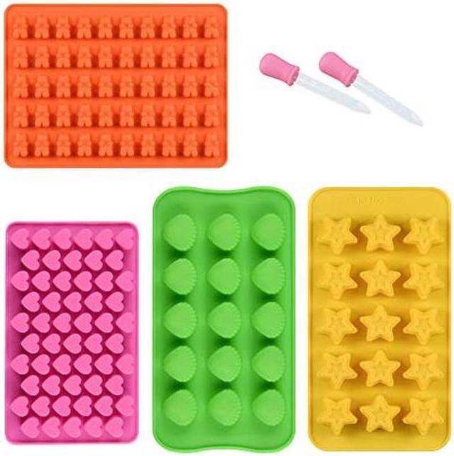 Chocolate Molds Gummy Molds Silicone Candy Mold and Silicone Ice Cube Tray  Nonstick Including Hearts, Stars, Shells and Bears S 