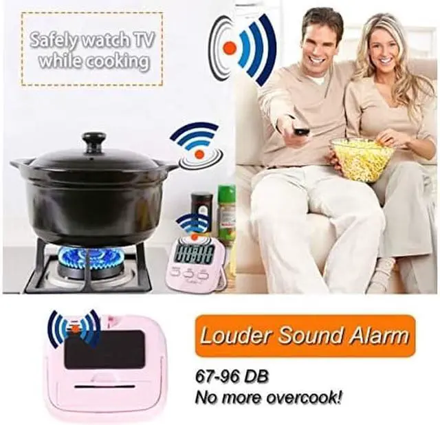 Alt view image 5 of 7 - Kitchen Timer for Cooking, Digital Timer for Kids, Egg Timer, Magnetic Stopwatch Clock Timer for Classroom, Teacher, Study, Exercise, Oven, Baking, Desk - AAA Battery Included - 2 Pack