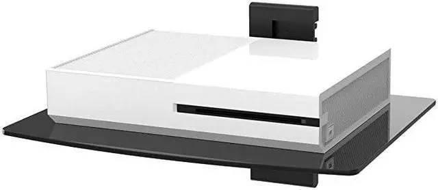 Alt view image 6 of 6 - Floating Entertainment Center Shelves, Holds Up to 17.6lbs, TV Shelf with Strengthened Tempered Glasses for DVD Players, Cable Boxes, Games Consoles, TV Accessories (CS201B), 1 Shelf, Black