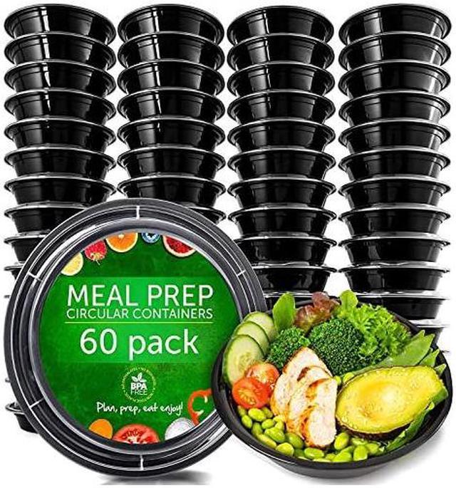 Meal Prep Containers - Reusable Plastic Containers with Lids - Disposable Food  Containers Meal Prep Bowls - Plastic Food Storage Containers with Lids - Lunch  Containers by , 60 Pack 