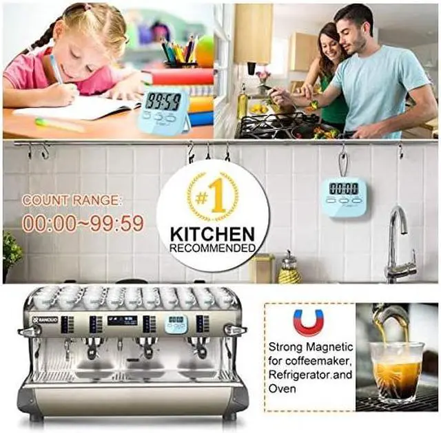 Alt view image 7 of 7 - Kitchen Timer for Cooking, Digital Timer for Kids, Egg Timer, Magnetic Stopwatch Clock Timer for Classroom, Teacher, Study, Exercise, Oven, Baking, Desk - AAA Battery Included - 2 Pack