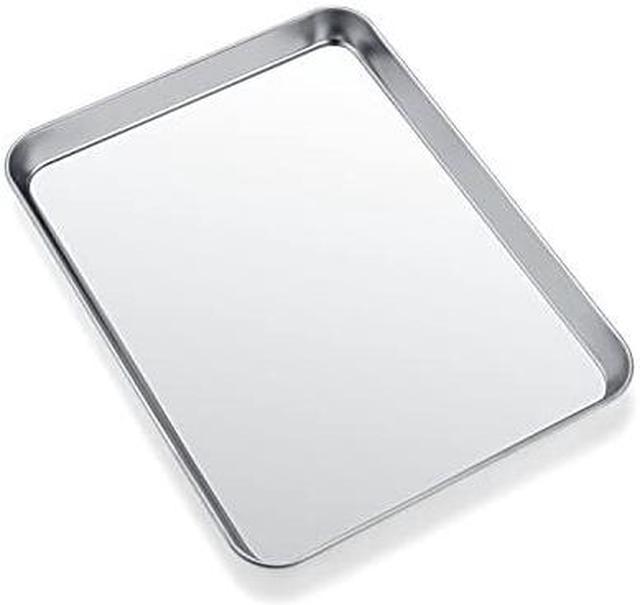 Toaster Oven Tray Pan, Baking Sheet Stainless Steel Cookie Sheet Rectangle  Size 10 x 8 x 1 inch, Non Toxic & Healthy,Superior Mirror Finish & Easy  Clean, Dishwasher Safe (10inch) 