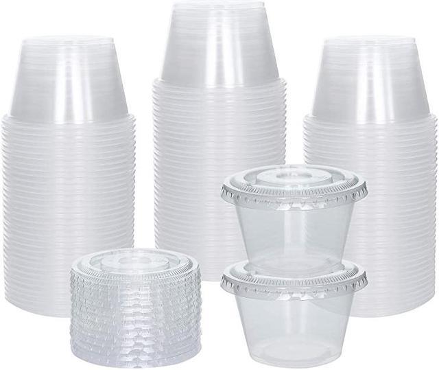 Sets] 1 oz Small Plastic Containers with Lids, Jello Shot Cups with Lids,  Disposable Portion Cups, Condiment Containers with Lids, Souffle Cups for  Sauce and Dressing 