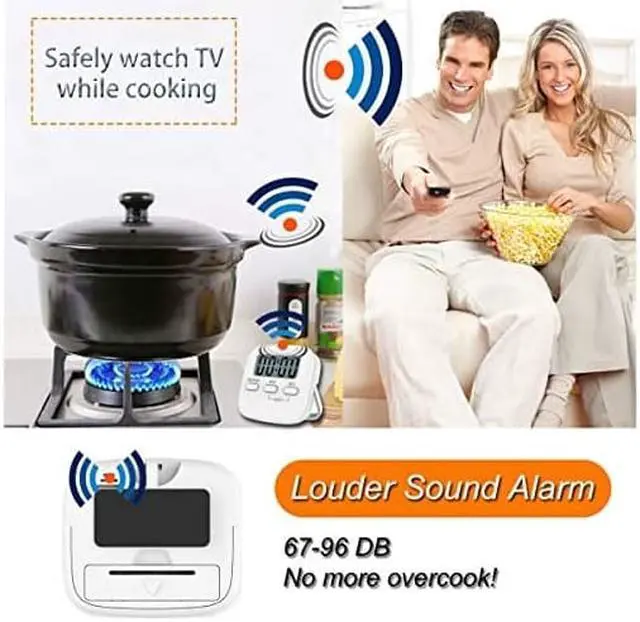 Alt view image 6 of 7 - Kitchen Timer for Cooking, Digital Timer for Kids, Egg Timer, Magnetic Stopwatch Clock Timer for Classroom, Teacher, Study, Exercise, Oven, Baking, Desk - AAA Battery Included - 2 Pack