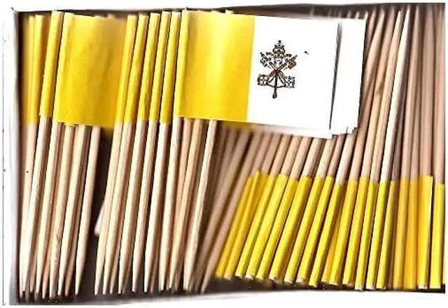 Main image of Box of 100 Country Toothpick Flags, 100 Small Mini International Flag Cupcake Toothpicks or Cocktail Picks (Vatican City)