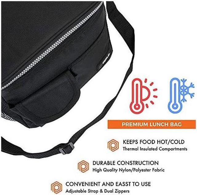 JOYTUTUS Insulated Lunch Box for Men Women,Leakproof Thermal Lunch Bag  Cooler Work Office School,Soft Reusable Lunch Tote with Shoulder Strap,  Adult Kid Lunch Pail Kit, 18 Cans, Black 