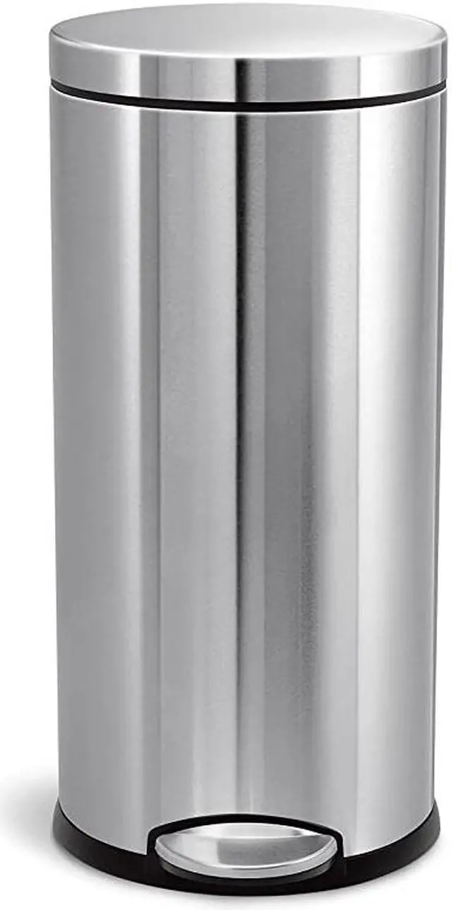 Main image of 30 Liter / 8 Gallon Round Step Trash Can, Brushed Stainless Steel