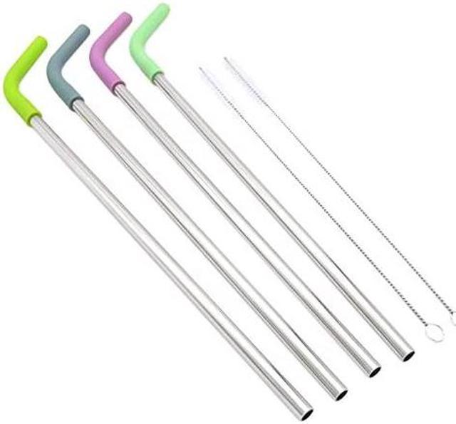 Reusable Drinking Straws- Set of 8 Silicone Straws with 4 Cleaning