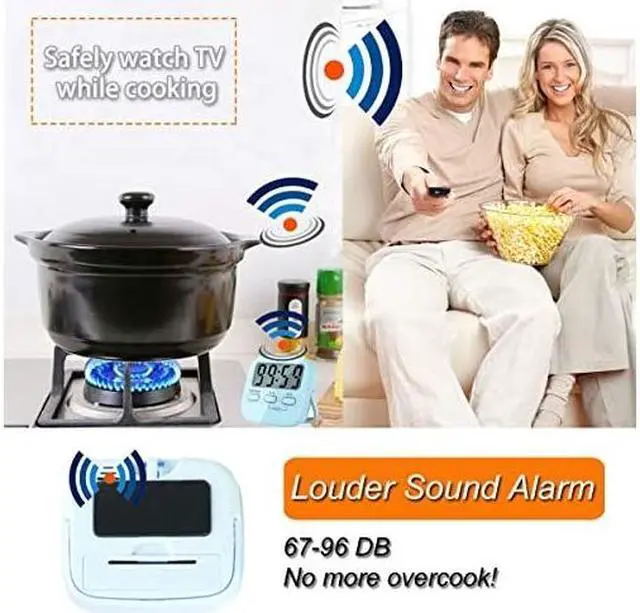 Alt view image 6 of 7 - Kitchen Timer for Cooking, Digital Timer for Kids, Egg Timer, Magnetic Stopwatch Clock Timer for Classroom, Teacher, Study, Exercise, Oven, Baking, Desk - AAA Battery Included - 2 Pack