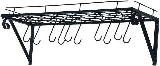 Alt view image 3 of 6 - 30" Wall Mount Pot Rack Pan Stockpot Kitchen Pantry Cookware Organizer Hanging