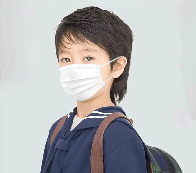 Alt view image 2 of 6 - 100 PCS Kids mask Disposable Face Mask 3 Layers Anti Dust Infection Bacteria Protective Mask Breathable With Ear Loops for 3 to 12 years old Children (White)