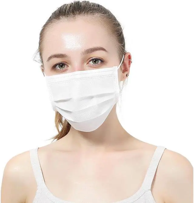 Alt view image 5 of 7 - 100PCS Disposable Face Masks 3-layer Elastic Earloop Dustproof Anti-bacteria Spit Splash Protection for Health Care White