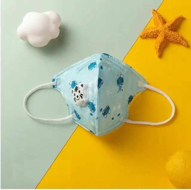 Alt view image 4 of 6 - 30PCS Reusable Kids KN95 Mask 5-layers - Valved Face Mask Air Anti-Dust / Anti-Fog Mouth Respirator Windproof For 3 to 12 Years Old Children Blue