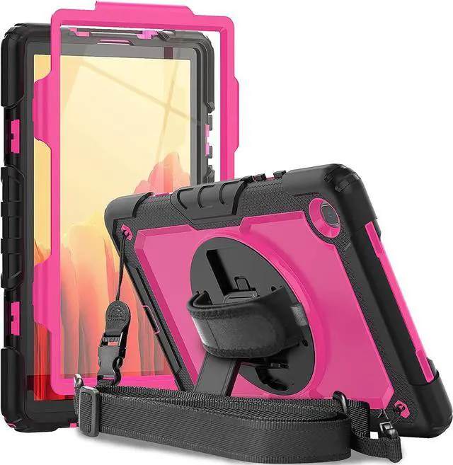 Main image of Galaxy Tab A7 10.4 Case 2020 with Screen Protector Pen Holder |  3 Layer Hard Rugged Shockproof Protective Cover W/Kickstand Hand Strap for Samsung Galaxy A7 SM-T505/SM-T500/SM-T507 | Rose