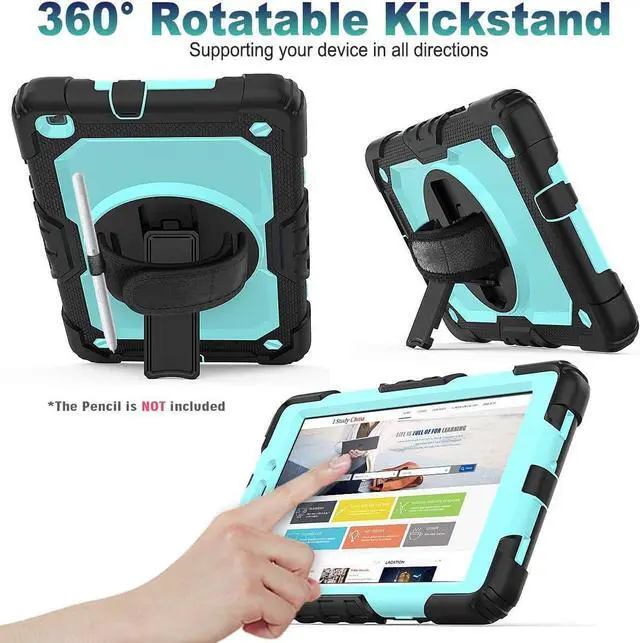 Alt view image 3 of 6 - Galaxy Tab A SM-T290/T295 8.0 Inch for Kids |  Case with Screen Protector | 3 Layer Dropproof Silicone Rugged Protection Case with 360 Stand Hand Strap for Tab A 8.0 Inch 2019 | SkyBlue