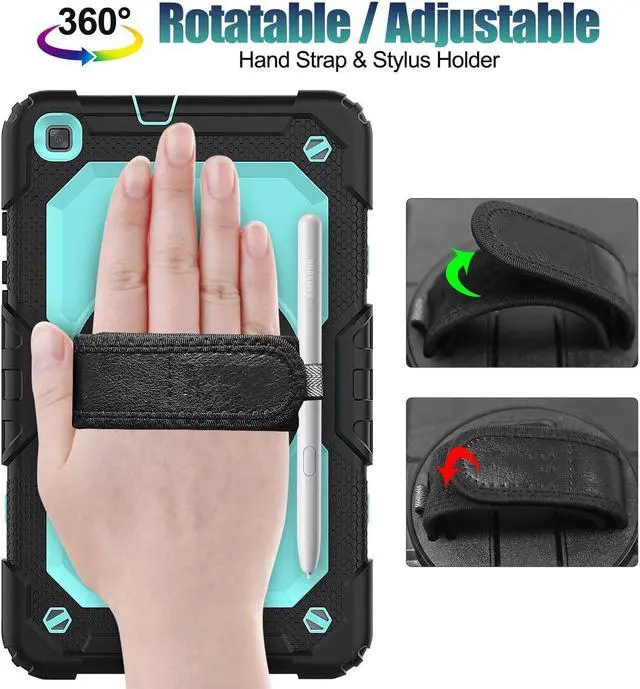 Alt view image 4 of 6 - Galaxy Tab A SM-T290/T295 8.0 Inch for Kids |  Case with Screen Protector | 3 Layer Dropproof Silicone Rugged Protection Case with 360 Stand Hand Strap for Tab A 8.0 Inch 2019 | SkyBlue