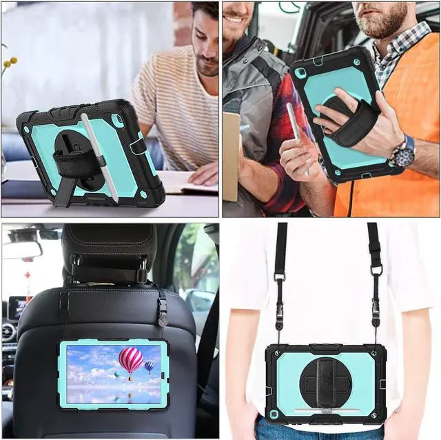 Alt view image 5 of 6 - Galaxy Tab A SM-T290/T295 8.0 Inch for Kids |  Case with Screen Protector | 3 Layer Dropproof Silicone Rugged Protection Case with 360 Stand Hand Strap for Tab A 8.0 Inch 2019 | SkyBlue