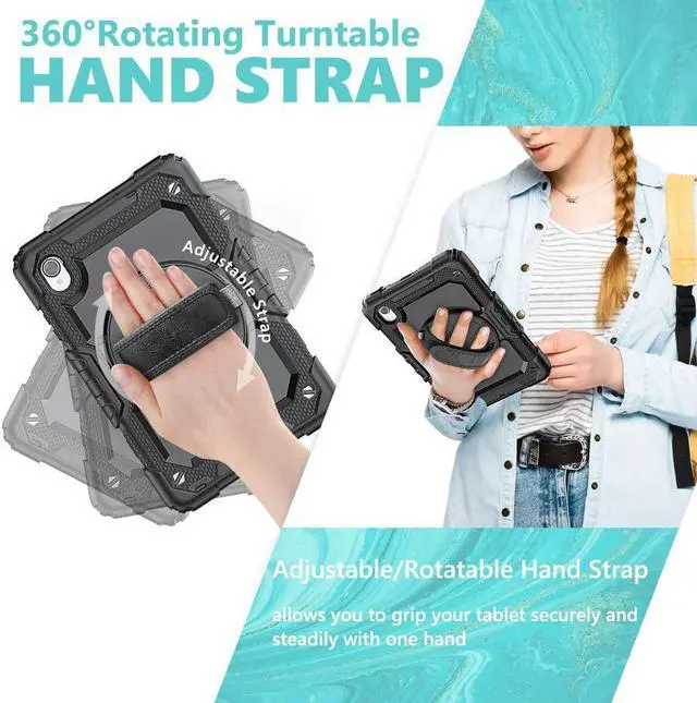 Alt view image 4 of 6 - Case for Lenovo Tab M8 HD TB-8505F TB-8505X / Smart Tab M8 TB-8505FS/ Tab M8 FHD TB-8705F with Pen Holder Screen Protector | Three Layer Durable Rubber Case W/Stand Hand Strap Shoulder Strap