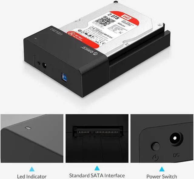 Alt view image 6 of 7 - SATA to USB 3.0 External Hard Drive Lay-Flat Docking Station for 2.5" or 3.5" HDD/SSD - Supports up to 8TB Drive