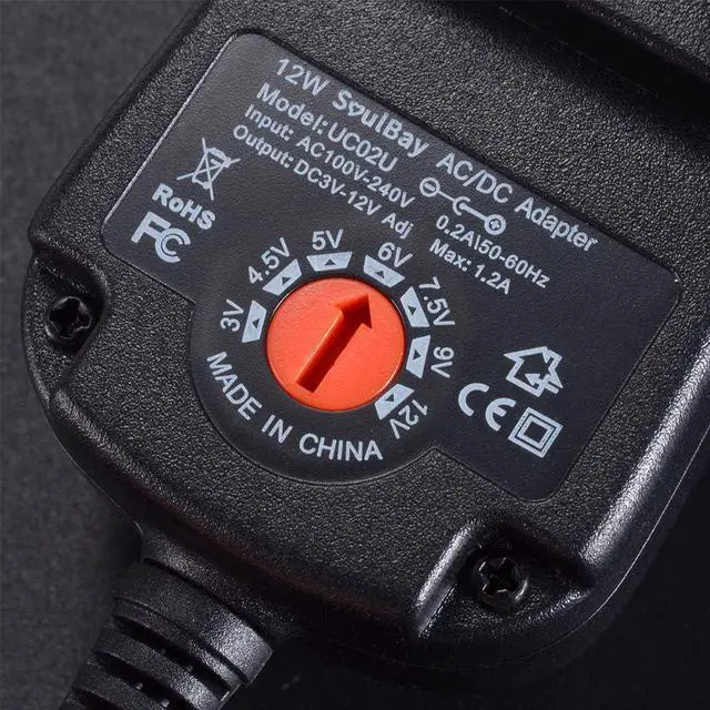 Alt view image 6 of 7 - SoulBay 12W Universal Multi Voltage AC/DC Adapter Switching Power Supply with 8 Selectable Adapter Plugs, Suitable for 3 V to 12 V Device