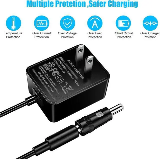 Alt view image 2 of 7 - 5V 2A Power Supply Adapter 10W AC100-240V to DC 5 Volt 2Amp Versatile Charger Cord with 8 Plugs for USB Hub TV Box Tablet Camera Speaker GPS Webcam Router and More 5vdc Electronics 5FT