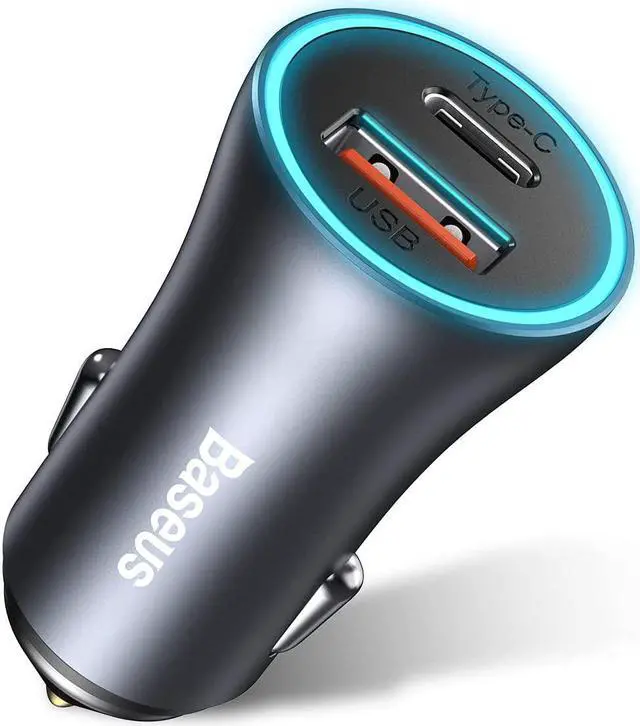 Main image of USB C Car Charger Baseus 40W iPhone 13 Car Charger, PD&QC 3.0 Dual Port USB C Cigarette Lighter Car Charger Adapter with LED Display, Compatible with iPhone 13 Pro Max Mini 12 11 Galaxy S20 iPad Pro