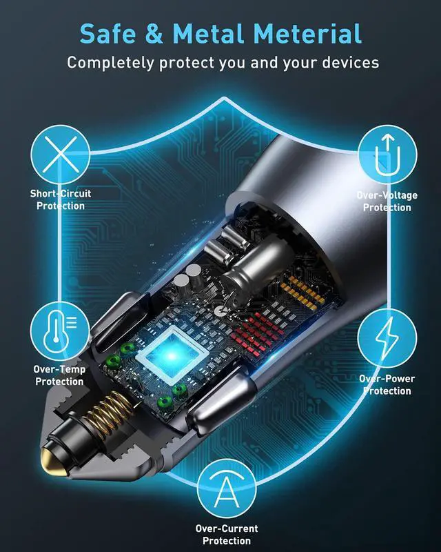 Alt view image 4 of 6 - USB C Car Charger Baseus 40W iPhone 13 Car Charger, PD&QC 3.0 Dual Port USB C Cigarette Lighter Car Charger Adapter with LED Display, Compatible with iPhone 13 Pro Max Mini 12 11 Galaxy S20 iPad Pro