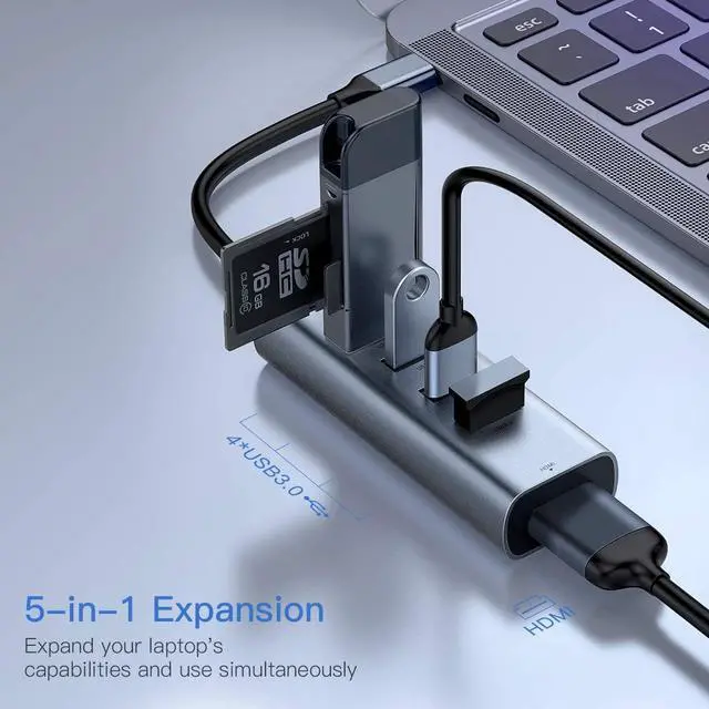Alt view image 2 of 7 - Baseus 5-in-1 USB HubsUSB C Hub to USB 3.0,4K/30Hz HDMI Adapter for MacBook Pro 2020 2019
