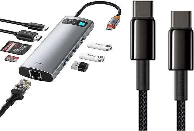 Main image of Baseus 8-in-1 USB C Hub and 100W USB C Cable