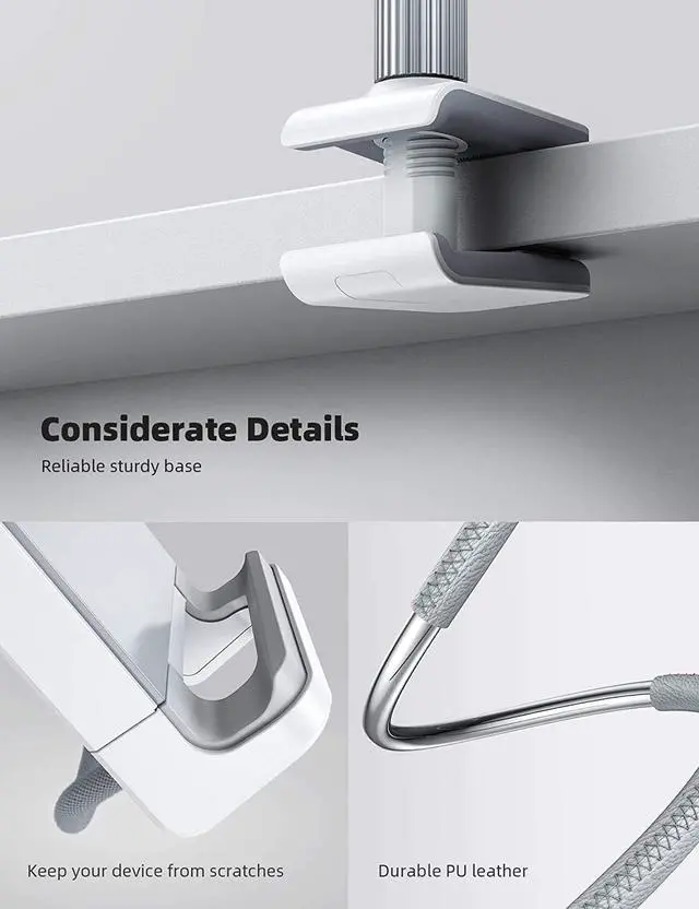 Alt view image 6 of 7 - Gooseneck Tablet Holder Tablet Stand : Flexible Arm Clip Tablet Mount Compatible with iPad Mini Pro Air Switch Galaxy Tabs More 4.7-10.5 Devices - Gray