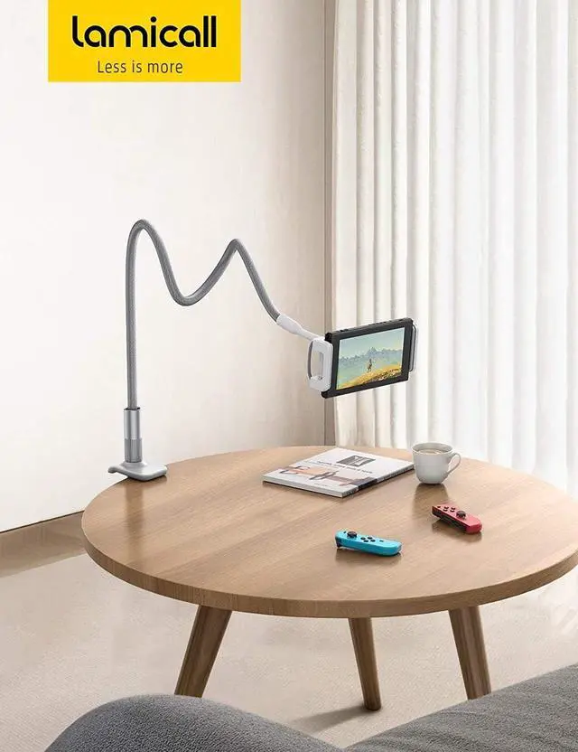 Alt view image 7 of 7 - Gooseneck Tablet Holder Tablet Stand : Flexible Arm Clip Tablet Mount Compatible with iPad Mini Pro Air Switch Galaxy Tabs More 4.7-10.5 Devices - Gray