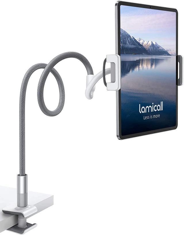 Gooseneck Tablet Holder Tablet Stand : Flexible Arm Clip Tablet Mount  Compatible with iPad Mini Pro Air Switch Galaxy Tabs More 4.7-10.5 Devices  - Gray 